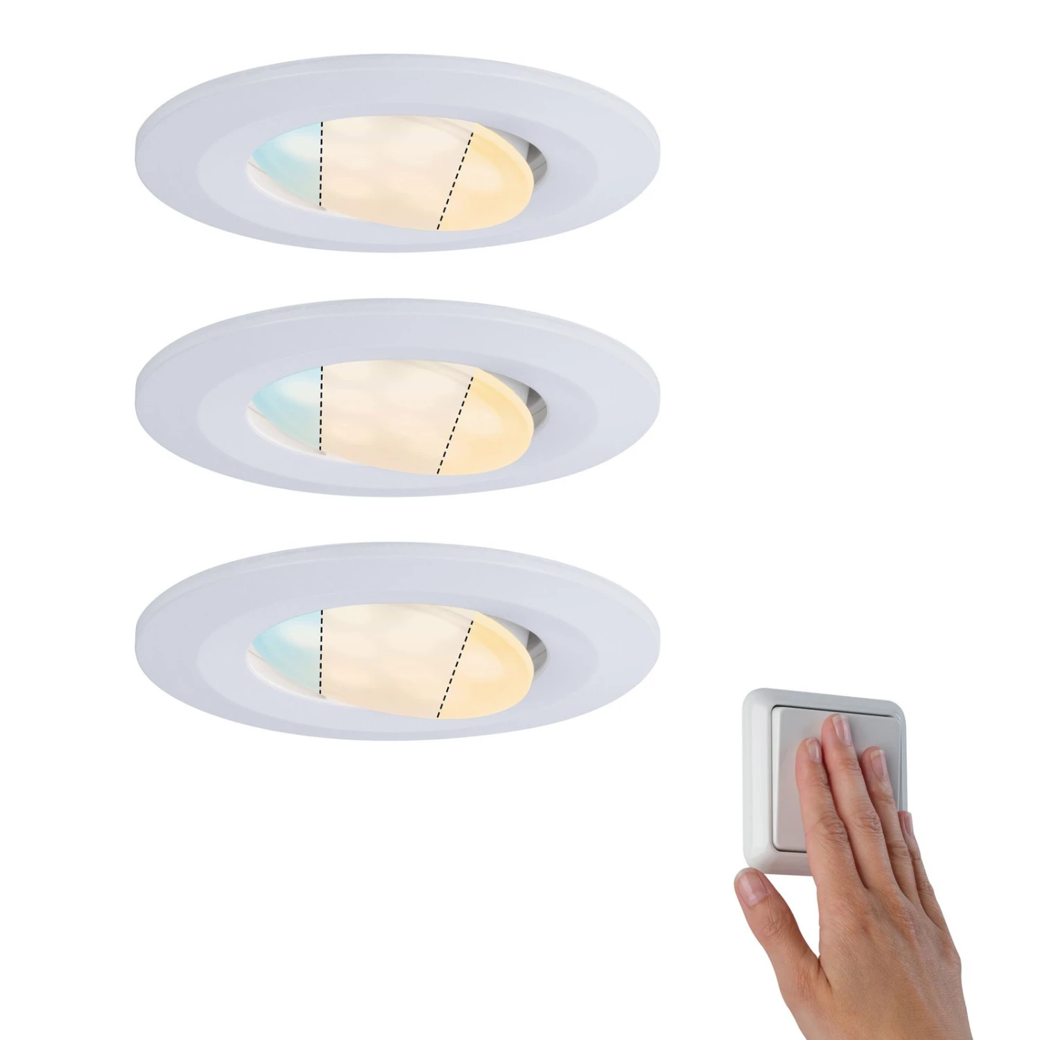 Paulmann Calla Schwenkbar On/off Ø9cm CCT 3er Weiß 3 Paulmann Calla Schwenkbar On/off Ø9cm CCT 3er Weiß