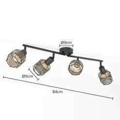 Lindby Eudoria Decken-Spot 4-flammig Schwarz/gold -Heimbeleuchtung 10010408 3
