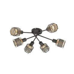 Lindby Eudoria Deckenlampe 6-flammig Schwarz/gold