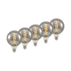 Lucande LED E27 G125 4W 1.800K Dimmbar Smoke 5er
