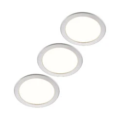 Prios Cadance LED-Einbaulampe Silber 22cm 3er-Set