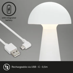 LED-Akku-Tischleuchte Fungo, Aufladbar, Weiß -Heimbeleuchtung 10015106 7