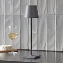 LED-Akku-Tischleuchte Nuindie, Rund, 38cm, Graphit