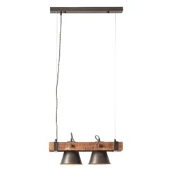 BRILLIANT Hängeleuchte Plow Zweiflammig, Schwarz/holz Dunkel