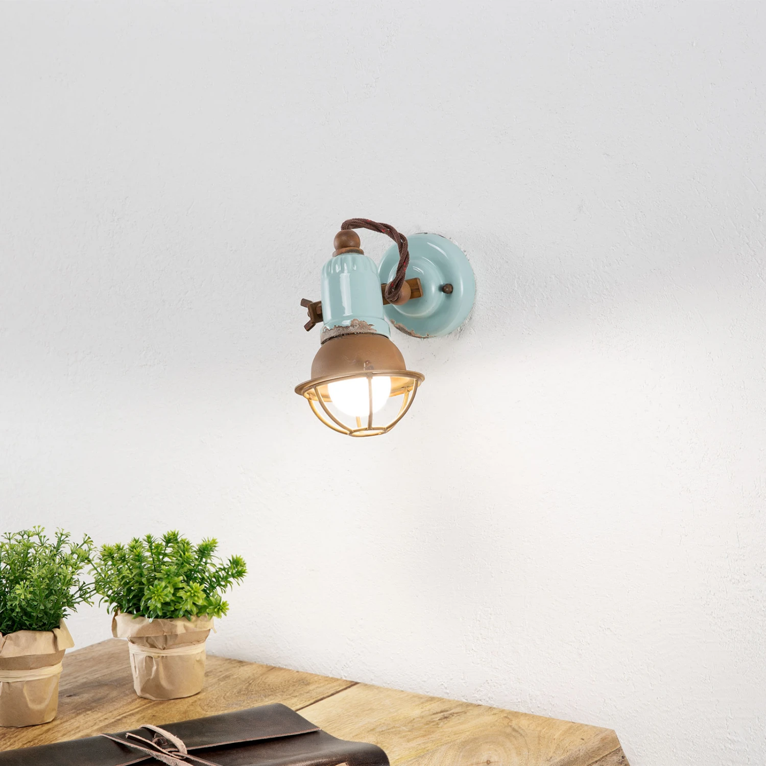 Wandlampe C1675/1 Mit Korb, 1flg., Türkis 8 Wandlampe C1675/1 Mit Korb, 1flg., Türkis – Bild 6