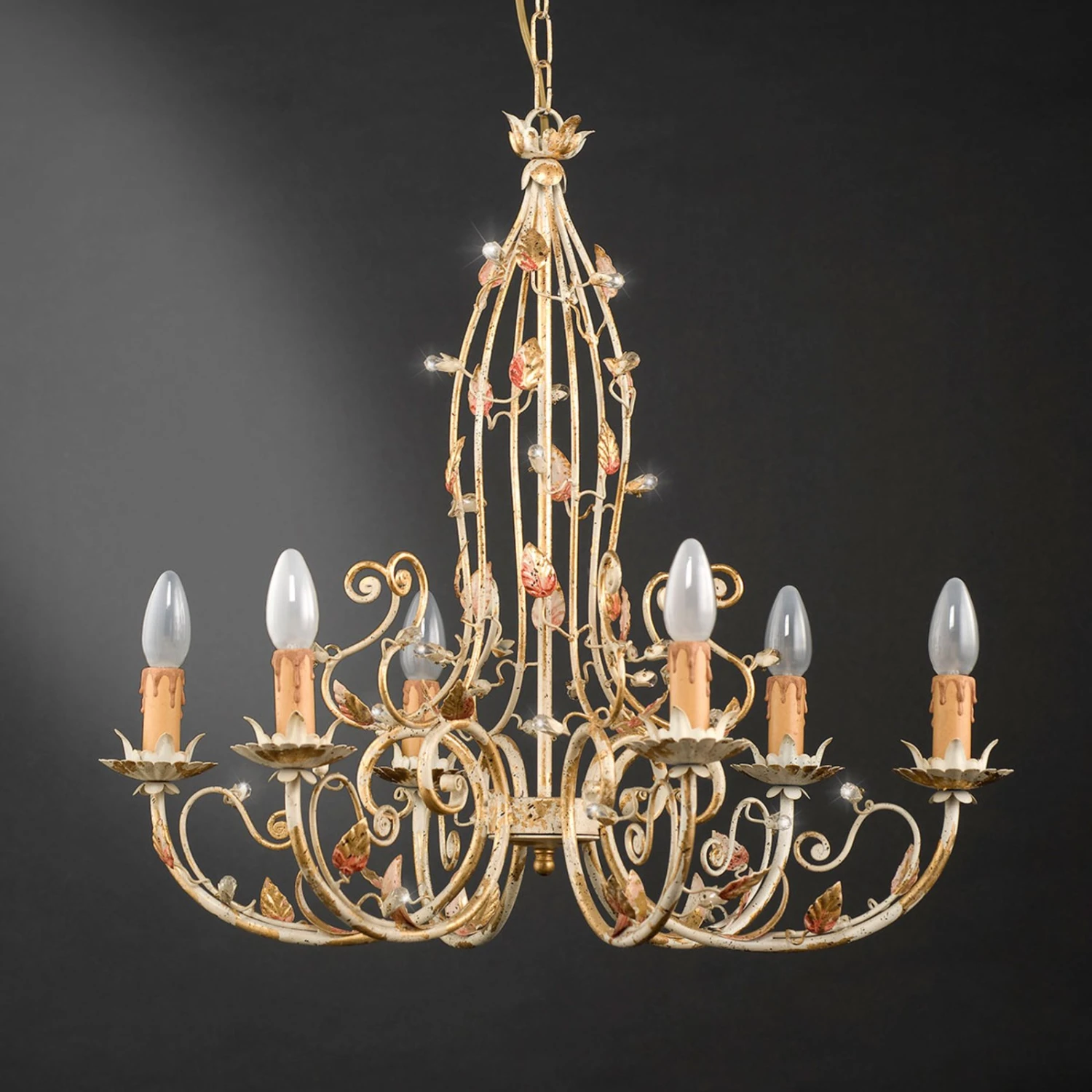 Kronleuchter 200/6, Florales Design, 6-flammig 3 Kronleuchter 200/6, Florales Design, 6-flammig
