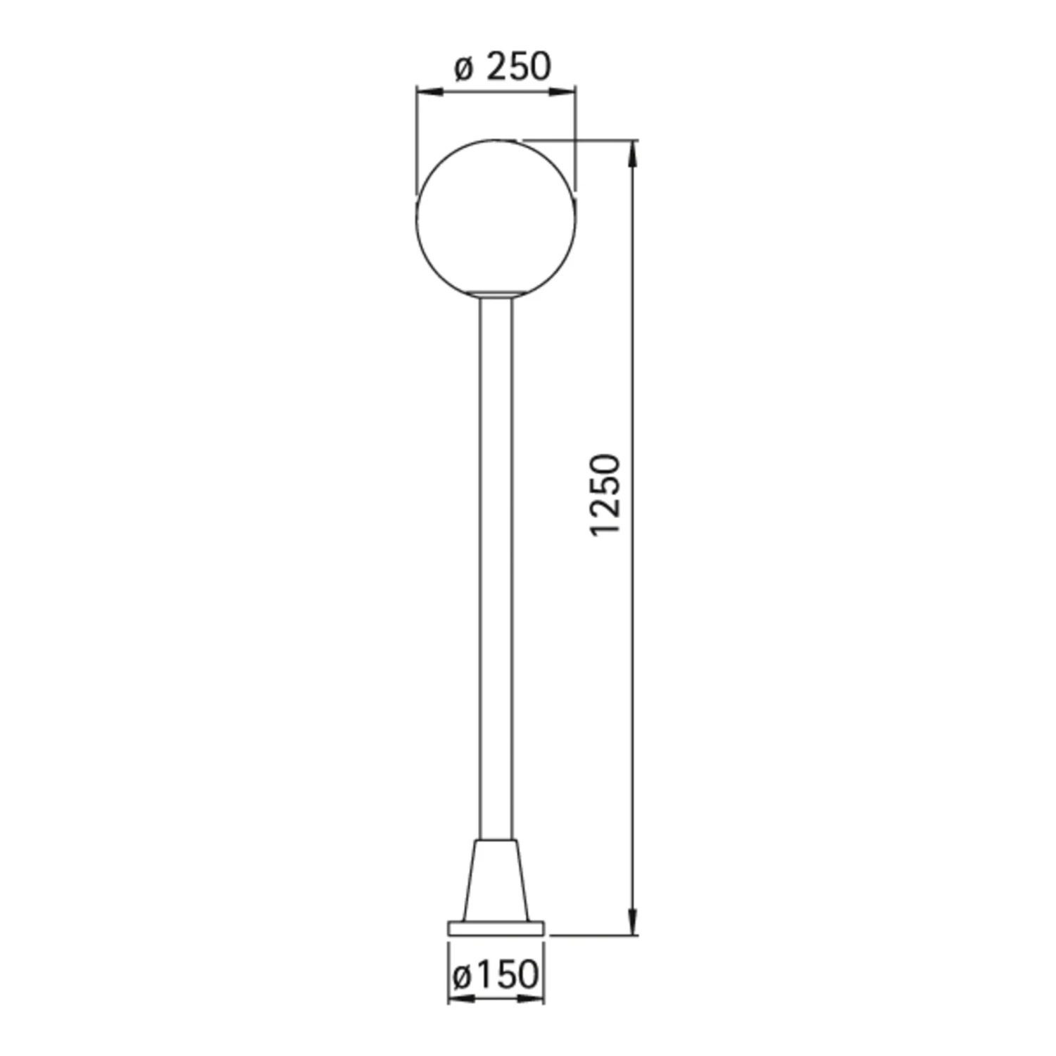 Wegeleuchte Mit Klarer Kristallkugel, Schwarz 4 Wegeleuchte Mit Klarer Kristallkugel, Schwarz – Bild 2