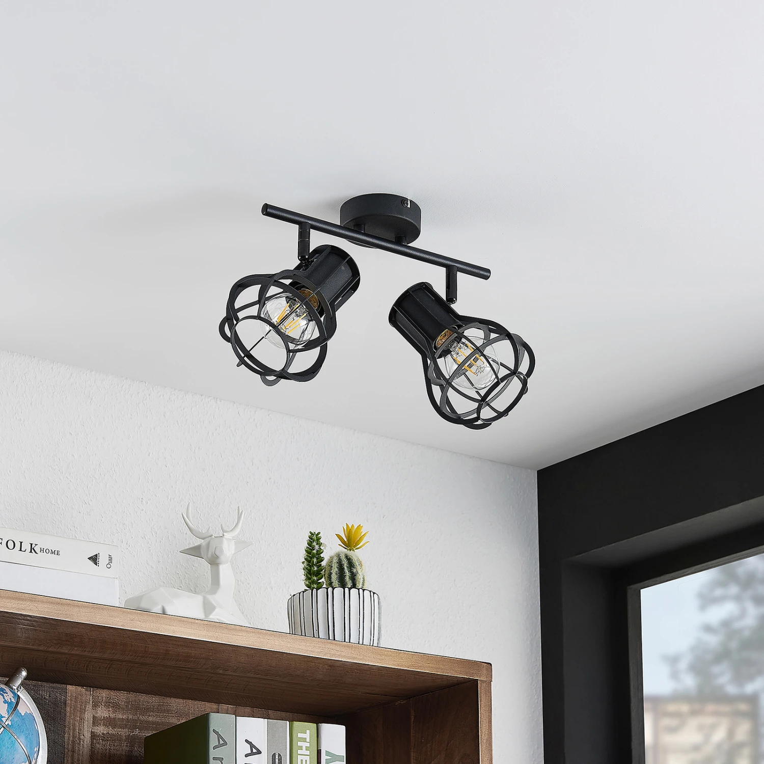 Lindby Nurja Deckenstrahler, Käfige, Zweiflammig 5 Lindby Nurja Deckenstrahler, Käfige, Zweiflammig – Bild 3