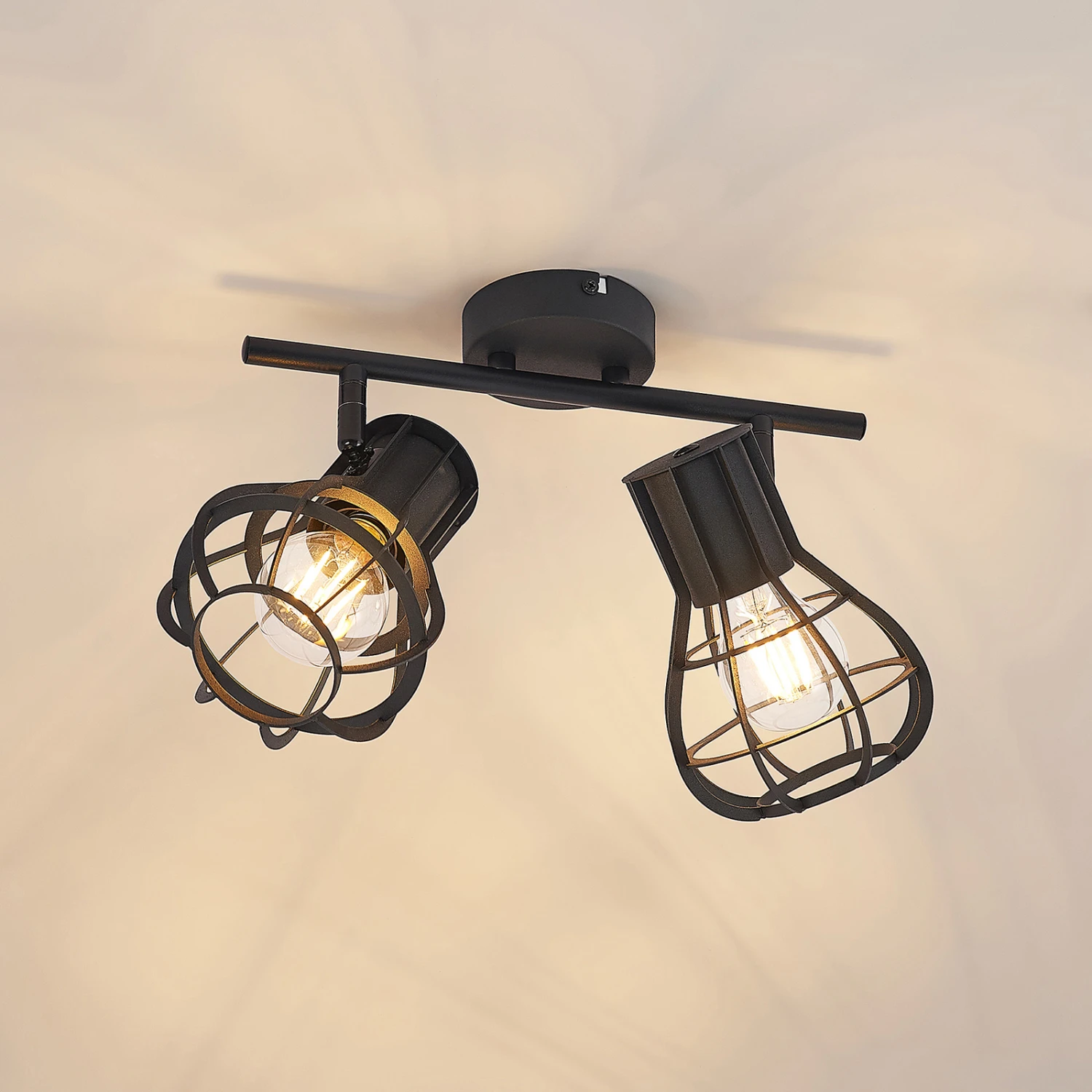 Lindby Nurja Deckenstrahler, Käfige, Zweiflammig 6 Lindby Nurja Deckenstrahler, Käfige, Zweiflammig – Bild 4