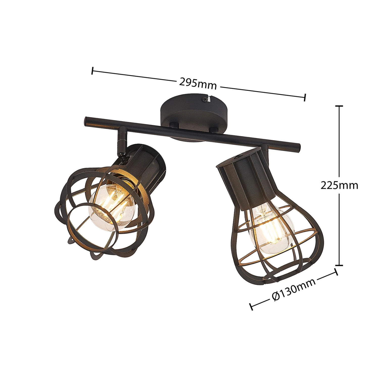 Lindby Nurja Deckenstrahler, Käfige, Zweiflammig 9 Lindby Nurja Deckenstrahler, Käfige, Zweiflammig – Bild 7