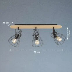 Deckenlampe Die In Holzoptik Mit 3 Käfigschirmen -Heimbeleuchtung 4581722 5