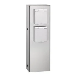 Edelstahl-Steckdosensäule 019, 2-fach, Edelstahl