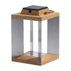LED-Solarlaterne Teckinox, Teak/Stahl, 36,5cm -Heimbeleuchtung 6112033 2