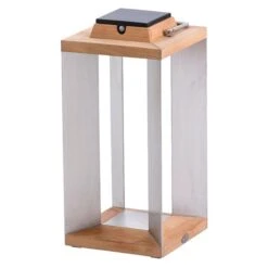 LED-Solarlaterne Teckinox, Teak/Stahl, 45,5cm -Heimbeleuchtung 6112034 3