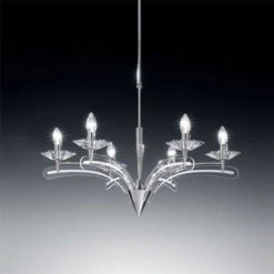 Kronleuchter ICARO 6-fl. Mit Kristallglas, Chrom