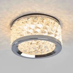 Kristallbesetzte Einbauleuchte Iwen Chrom