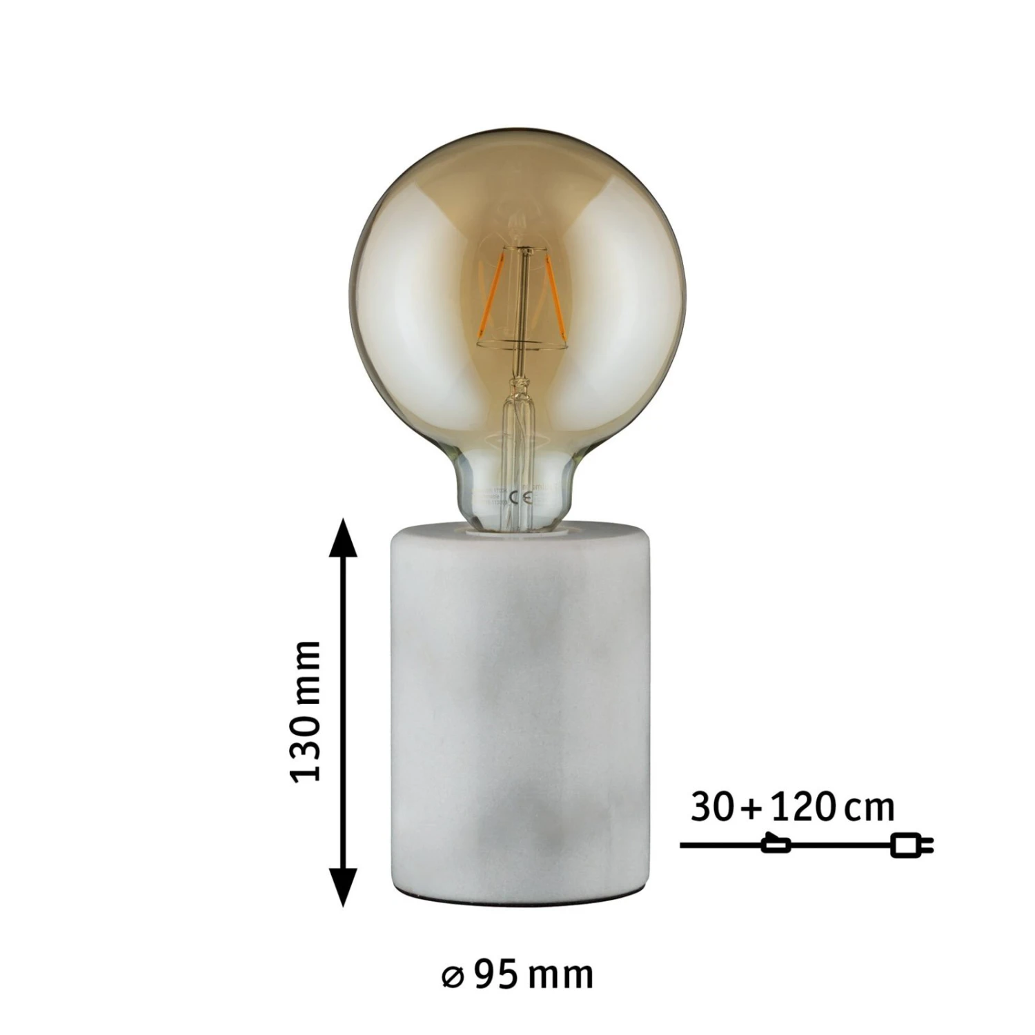 Paulmann Nordin Tischleuchte, Marmor Weiß 5 Paulmann Nordin Tischleuchte, Marmor Weiß – Bild 3