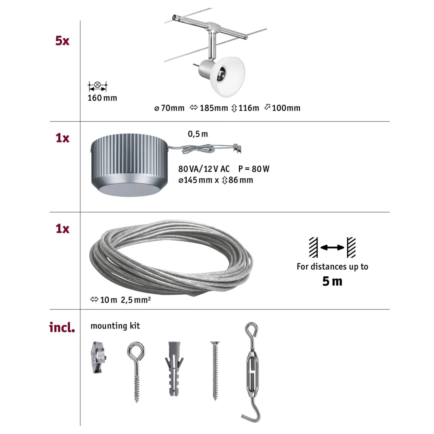 Paulmann Sheela Seilsystem 5fl. Chrom Matt 9 Paulmann Sheela Seilsystem 5fl. Chrom Matt – Bild 7