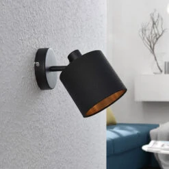 Stoff-Wandleuchte Vasilia In Schwarz-Gold, 1-fl. -Heimbeleuchtung 8032155 3