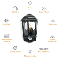 STEINEL L 190 S Sensor-Außenwandlampe Schwarz -Heimbeleuchtung 8505043 3