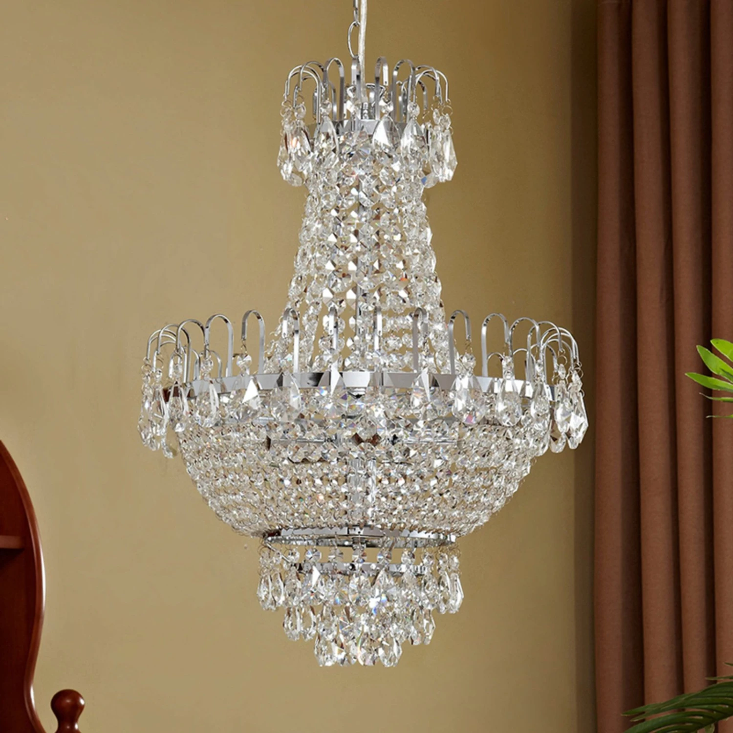 Chromglänzende Kristall-Pendelleuchte Casparia 4 Chromglänzende Kristall-Pendelleuchte Casparia – Bild 2