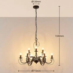 Landhaus-Kronleuchter Caleb, 9-flammig -Heimbeleuchtung 9620631 2