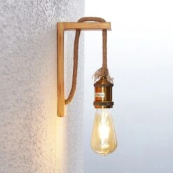 Lindby Helou Holz-Wandlampe Mit Sichtbarer Fassung -Heimbeleuchtung 9624411 5