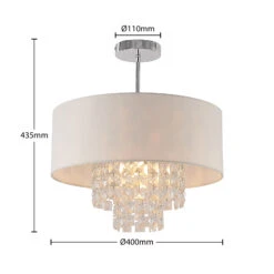 Lindby Estera Deckenleuchte Mit Behang, Weiß 14 Lindby Estera Deckenleuchte Mit Behang, Weiß -Heimbeleuchtung 9626840 3