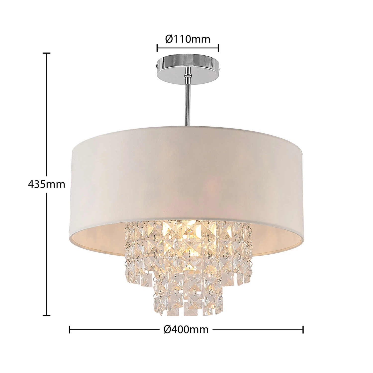 Lindby Estera Deckenleuchte Mit Behang, Weiß 6 Lindby Estera Deckenleuchte Mit Behang, Weiß – Bild 4