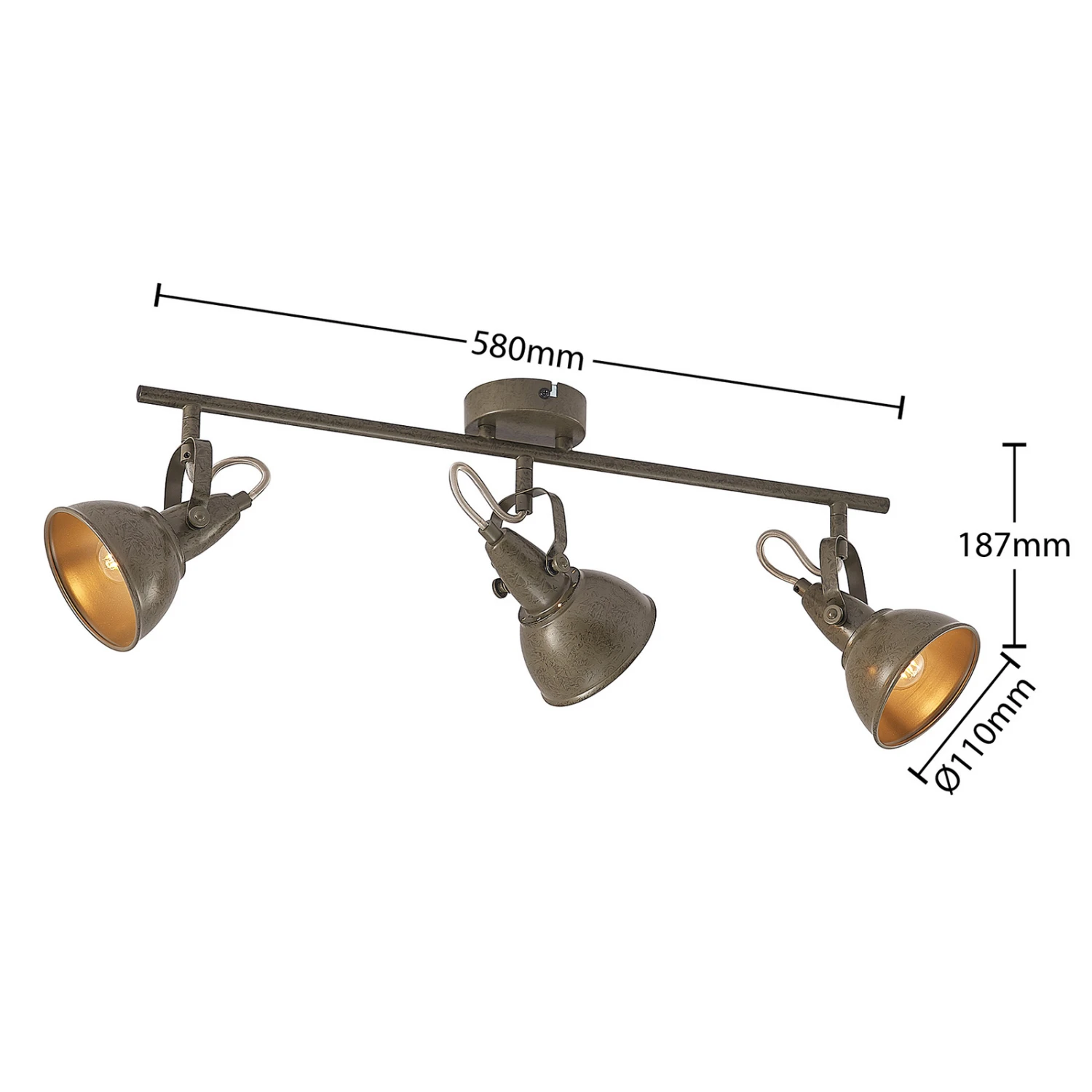 Lindby Julin Strahler, Dreiflammig, Dunkelgrau 7 Lindby Julin Strahler, Dreiflammig, Dunkelgrau – Bild 5