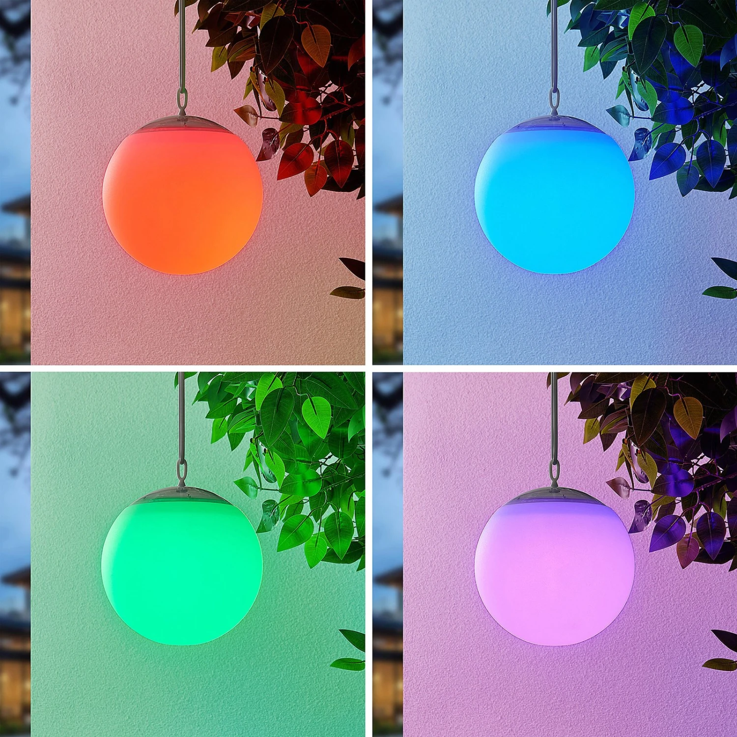 Lindby Dieka LED-Solar-Hängelampe, Kugel, RGBW 4 Lindby Dieka LED-Solar-Hängelampe, Kugel, RGBW – Bild 2