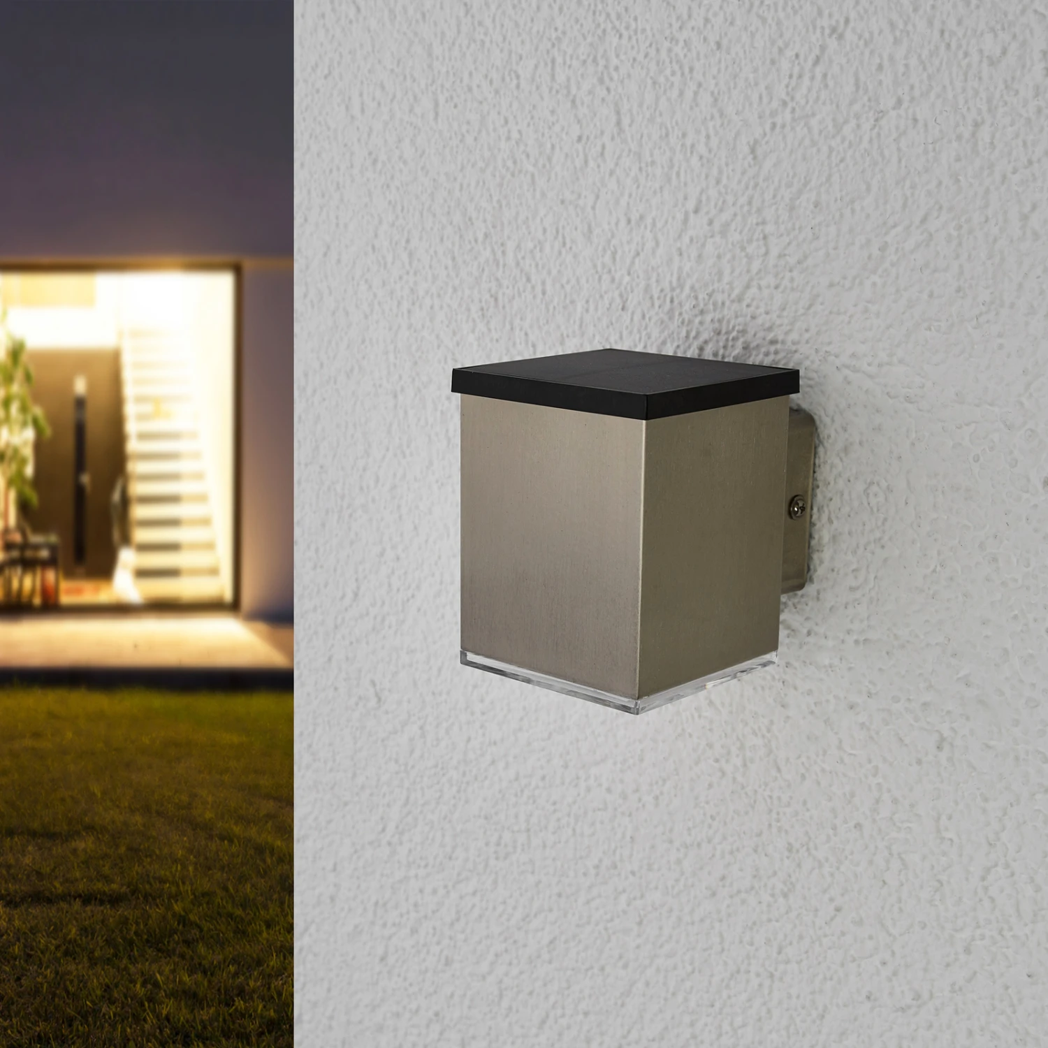 LED-Solar-Außenwandleuchte Tyson, Eckig, Klar 4 LED-Solar-Außenwandleuchte Tyson, Eckig, Klar – Bild 2